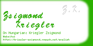 zsigmond kriegler business card